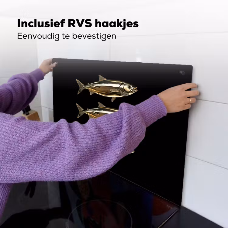 Vissen - Goud - Zwart Inductie beschemer met haakjes klein -ky-ophangen-nl