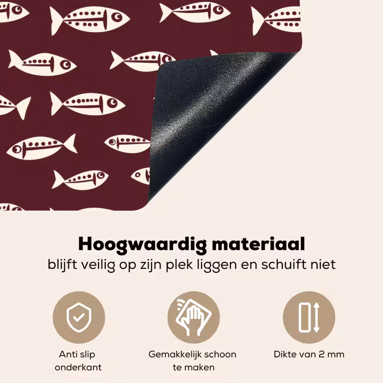 Vissen - Grafisch - Patroon - Donker Inductie beschemer met haakjes klein 777 -ky-onderkant-nl