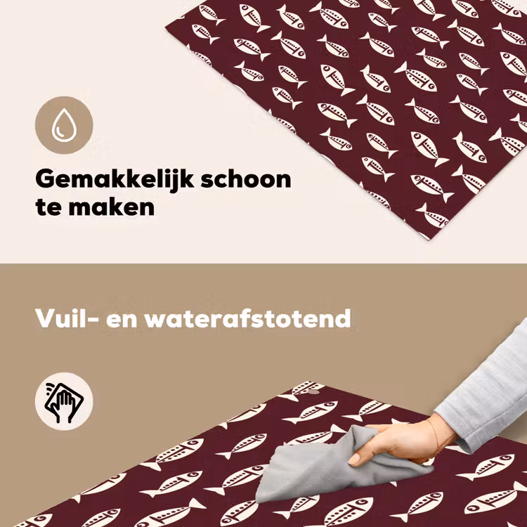 Vissen - Grafisch - Patroon - Donker Inductie beschemer met haakjes klein 777 -ky-schoon-nl