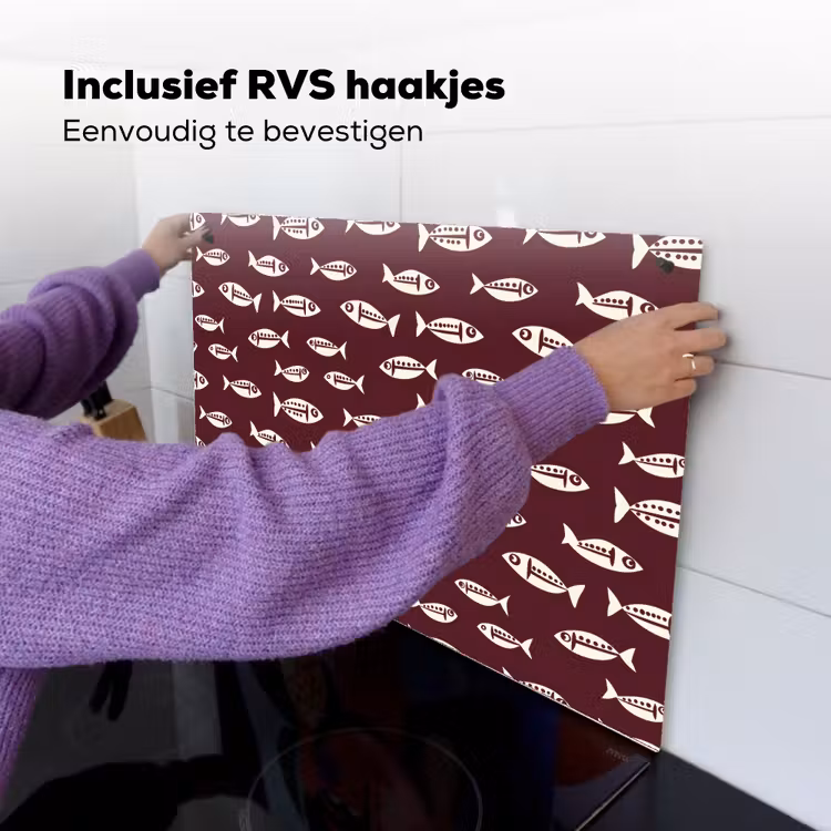 Vissen - Grafisch - Patroon - Donker Inductie beschemer met haakjes klein 777 -ky-ophangen-nl