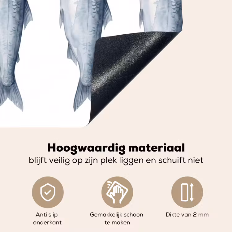 Vissen - Illustratie - Delfts - Blauw Inductie beschemer met haakjes klein -ky-onderkant-nl