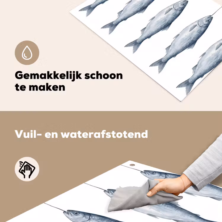 Vissen - Illustratie - Delfts - Blauw Inductie beschemer met haakjes klein -ky-schoon-nl