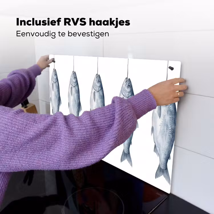 Vissen - Illustratie - Delfts - Blauw Inductie beschemer met haakjes klein -ky-ophangen-nl