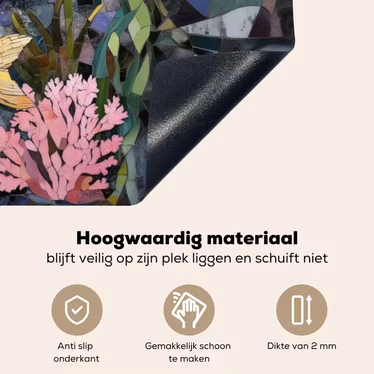 Vissen - Koraal - Zee - Mozaïek Inductie beschemer met haakjes klein -ky-onderkant-nl