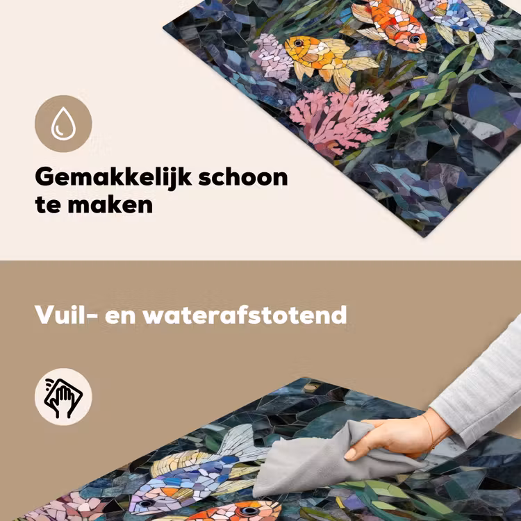 Vissen - Koraal - Zee - Mozaïek Inductie beschemer met haakjes klein -ky-schoon-nl