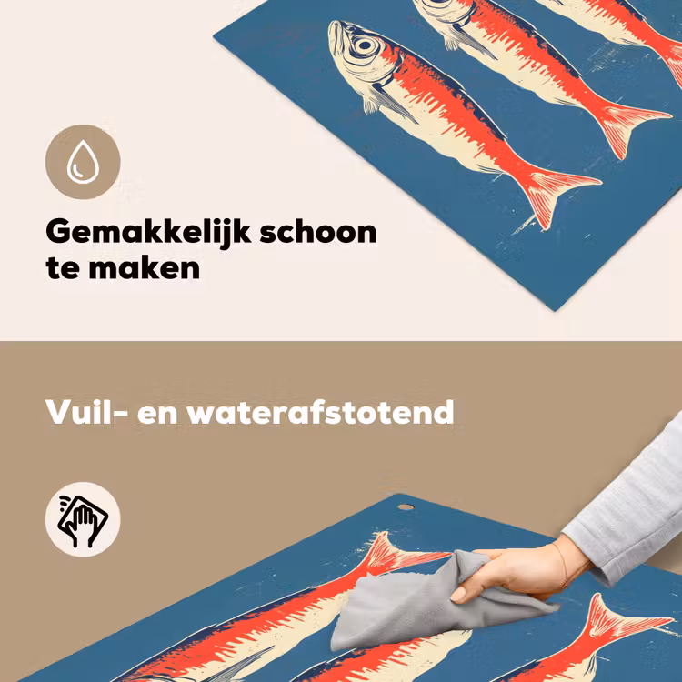 Vissen - Rood - Blauw Inductie beschemer met haakjes middel -ky-schoon-nl