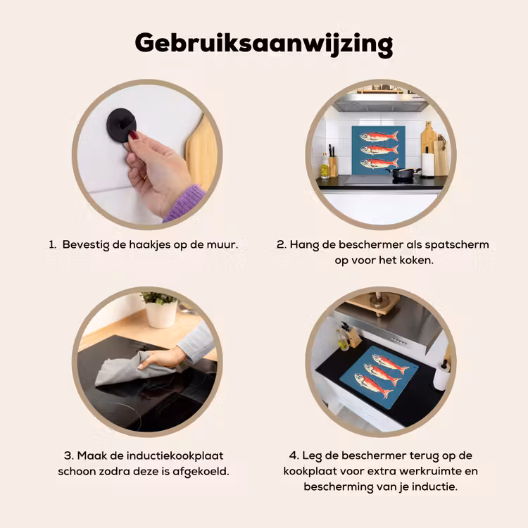 Vissen - Rood - Blauw Inductie beschemer met haakjes middel -ky-gebruik-nl