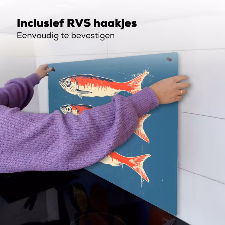 Vissen - Rood - Blauw Inductie beschemer met haakjes middel -ky-ophangen-nl