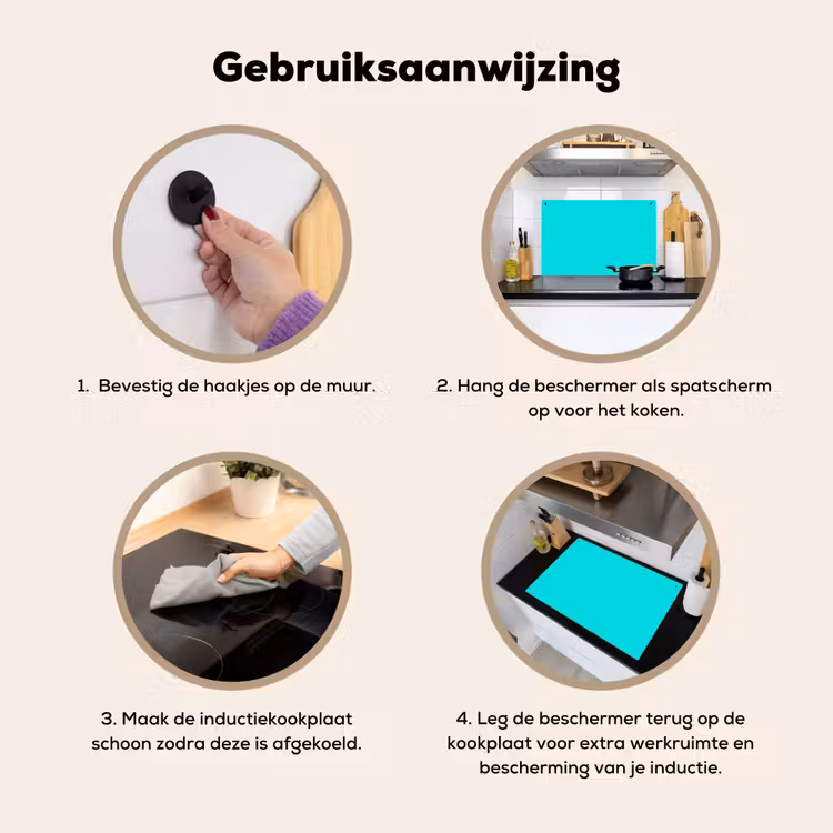 Vivid - Aquamarine - Turkoois Inductie beschemer met haakjes klein 777 -ky-gebruik-nl