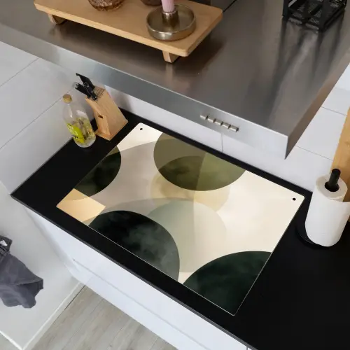 Vlakken - Abstract - Beige - Cirkels Inductie beschemer met haakjes klein -sfeer1