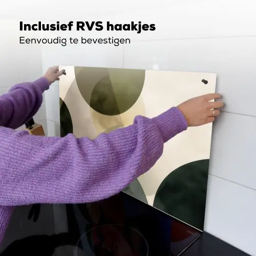 Vlakken - Abstract - Beige - Cirkels Inductie beschemer met haakjes klein -ky-ophangen-nl