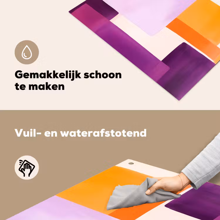 Vlakken - Abstract - Rechthoekig - Oranje Inductie beschemer met haakjes klein -ky-schoon-nl