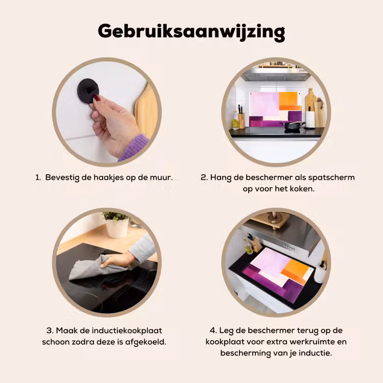 Vlakken - Abstract - Rechthoekig - Oranje Inductie beschemer met haakjes klein -ky-gebruik-nl
