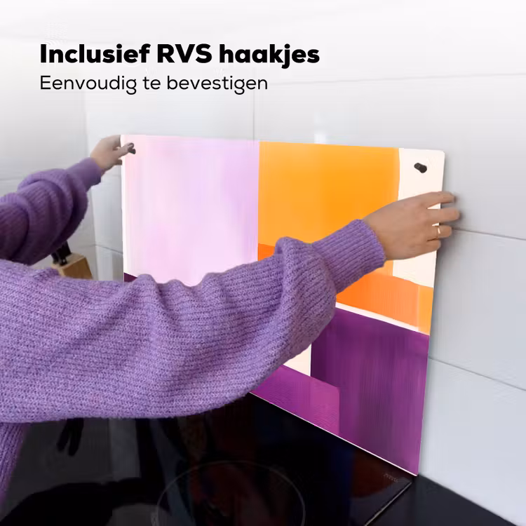 Vlakken - Abstract - Rechthoekig - Oranje Inductie beschemer met haakjes klein -ky-ophangen-nl