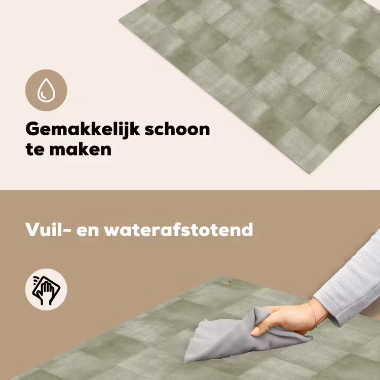 Vlakken - Rustiek - Groen Inductie beschemer met haakjes klein 777 -ky-schoon-nl