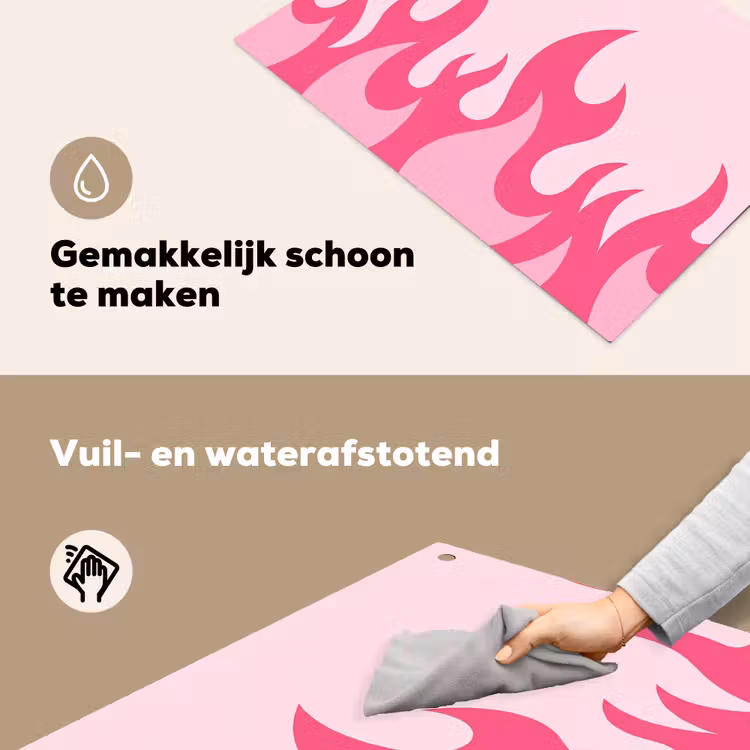 Vlammen - Patroon - Abstract - Modern - Roze Inductie beschemer met haakjes klein -ky-schoon-nl