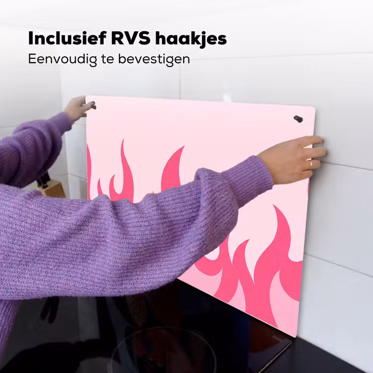 Vlammen - Patroon - Abstract - Modern - Roze Inductie beschemer met haakjes klein -ky-ophangen-nl