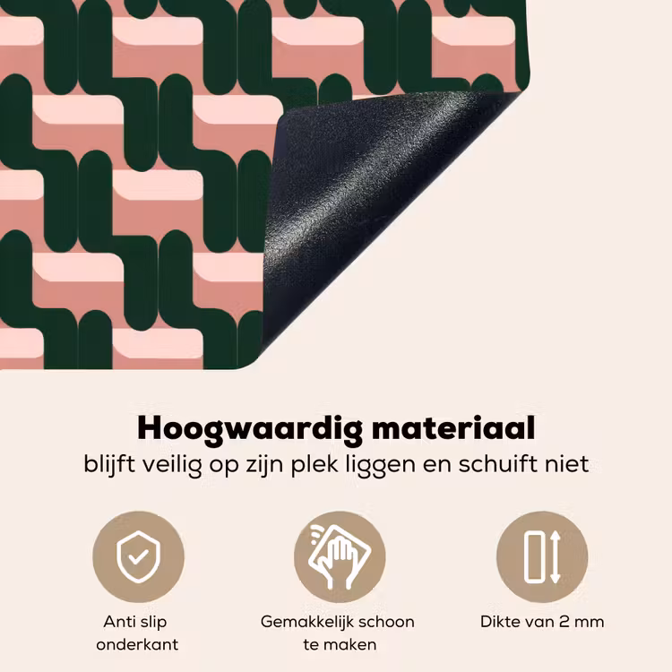 Vlechtpatroon - Groen - Roze - Geometrisch Inductie beschemer met haakjes klein 777 -ky-onderkant-nl