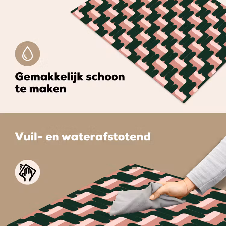 Vlechtpatroon - Groen - Roze - Geometrisch Inductie beschemer met haakjes klein 777 -ky-schoon-nl