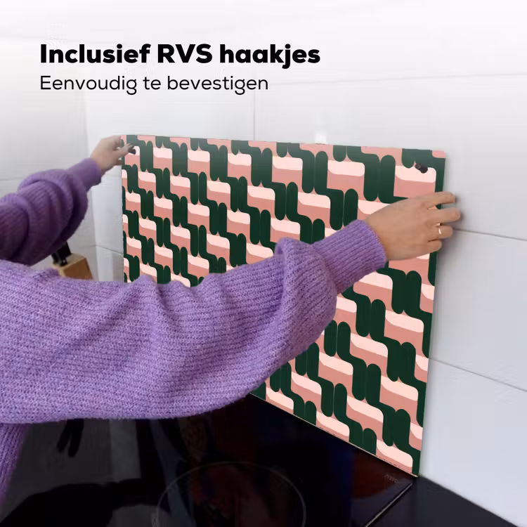 Vlechtpatroon - Groen - Roze - Geometrisch Inductie beschemer met haakjes klein 777 -ky-ophangen-nl
