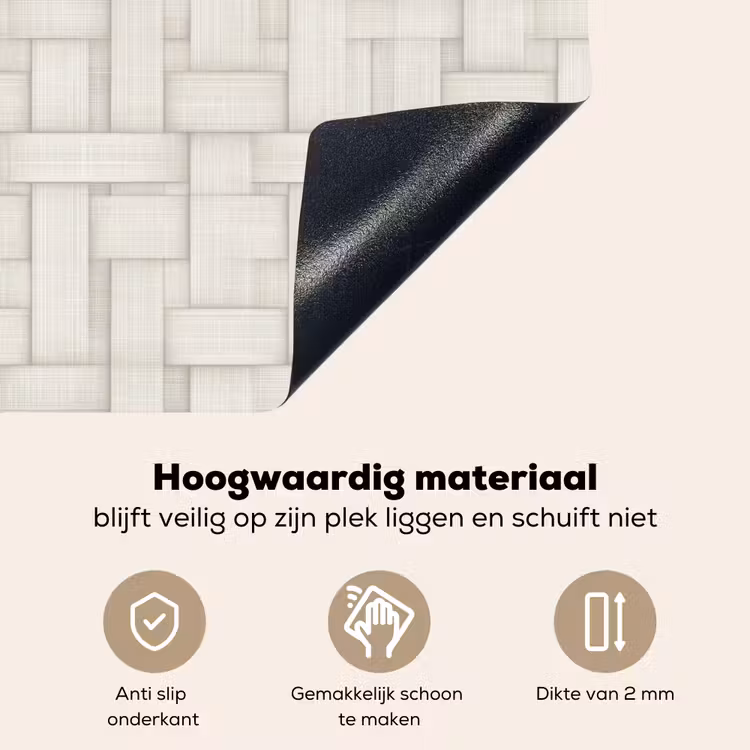 Vlechtwerk - Banen - Beige Inductie beschemer met haakjes klein 777 -ky-onderkant-nl