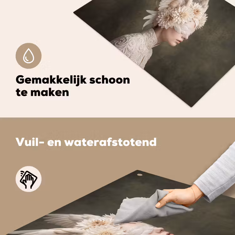 Vleugels - Vrouw - Wit Inductie beschemer met haakjes klein -ky-schoon-nl