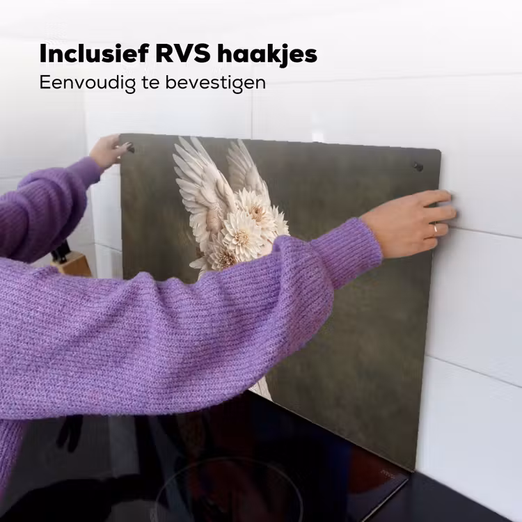 Vleugels - Vrouw - Wit Inductie beschemer met haakjes klein -ky-ophangen-nl