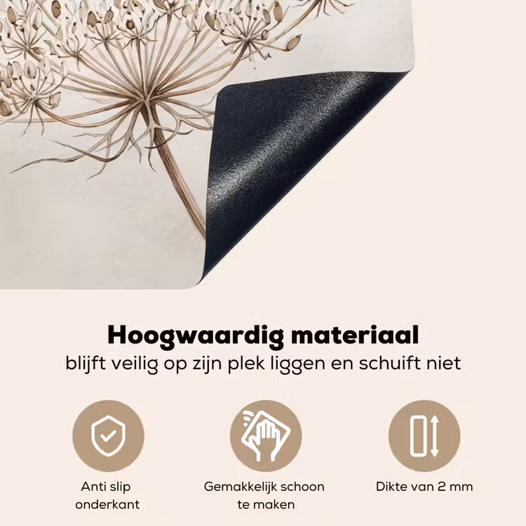 Vlinder - Bloem -Natuur - Beige Inductie beschemer met haakjes klein -ky-onderkant-nl