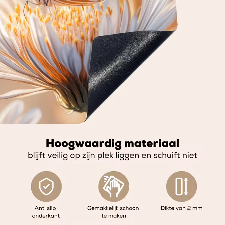 Vlinder - Bloem - Oranje Inductie beschemer met haakjes klein -ky-onderkant-nl