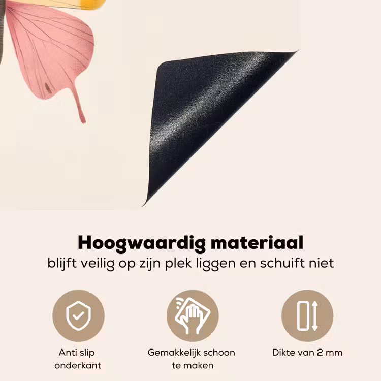 Vlinder - Illustratie - Roze Inductie beschemer met haakjes klein -ky-onderkant-nl