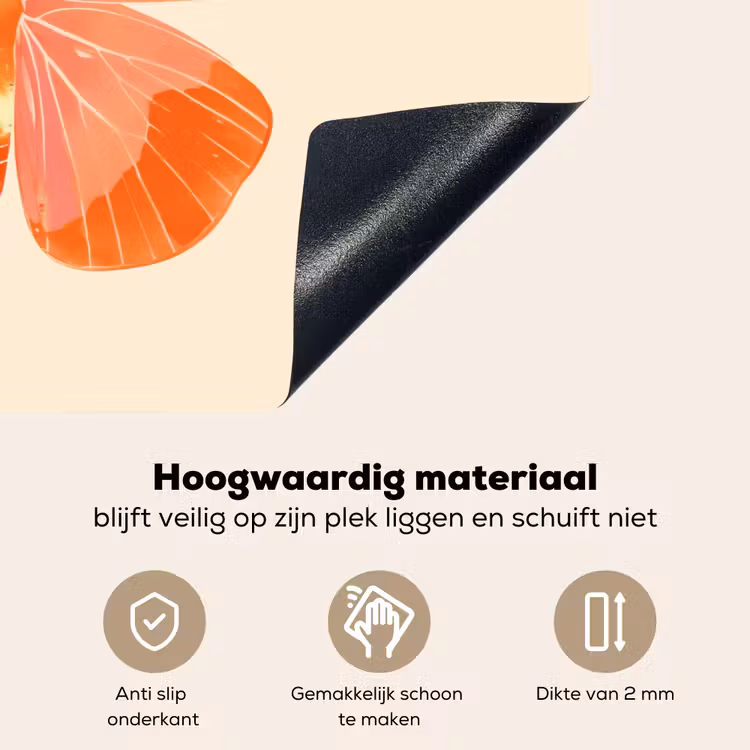 Vlinder - Minimalistisch - Roze Inductie beschemer met haakjes klein -ky-onderkant-nl