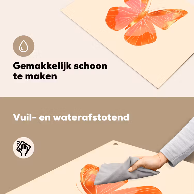 Vlinder - Minimalistisch - Roze Inductie beschemer met haakjes klein -ky-schoon-nl