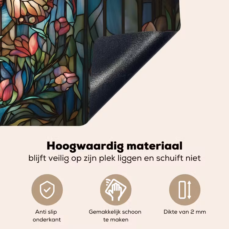 Vlinder - Roze - Bloemen - Bladeren Inductie beschemer met haakjes klein -ky-onderkant-nl