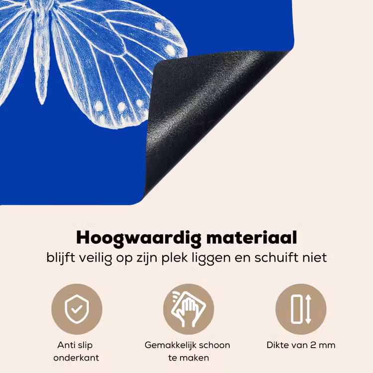 Vlinder - Wit - Getekend - Stippen Inductie beschemer met haakjes middel -ky-onderkant-nl