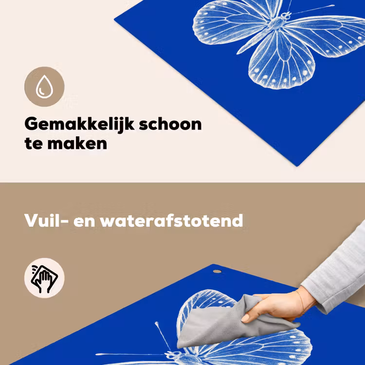 Vlinder - Wit - Getekend - Stippen Inductie beschemer met haakjes middel -ky-schoon-nl