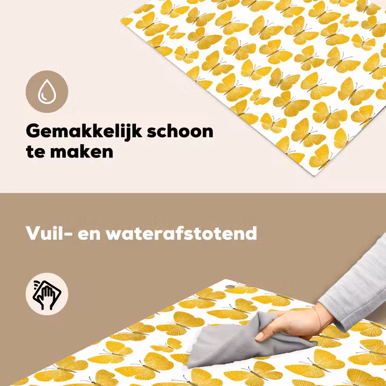 Vlinders - Botanisch - Illustratie - Geel - Wit Inductie beschemer met haakjes klein 777 -ky-schoon-nl