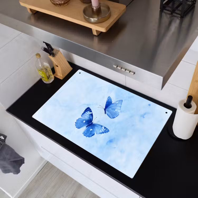 Vlinders - Sierlijk - Blauw Inductie beschemer met haakjes klein -sfeer1
