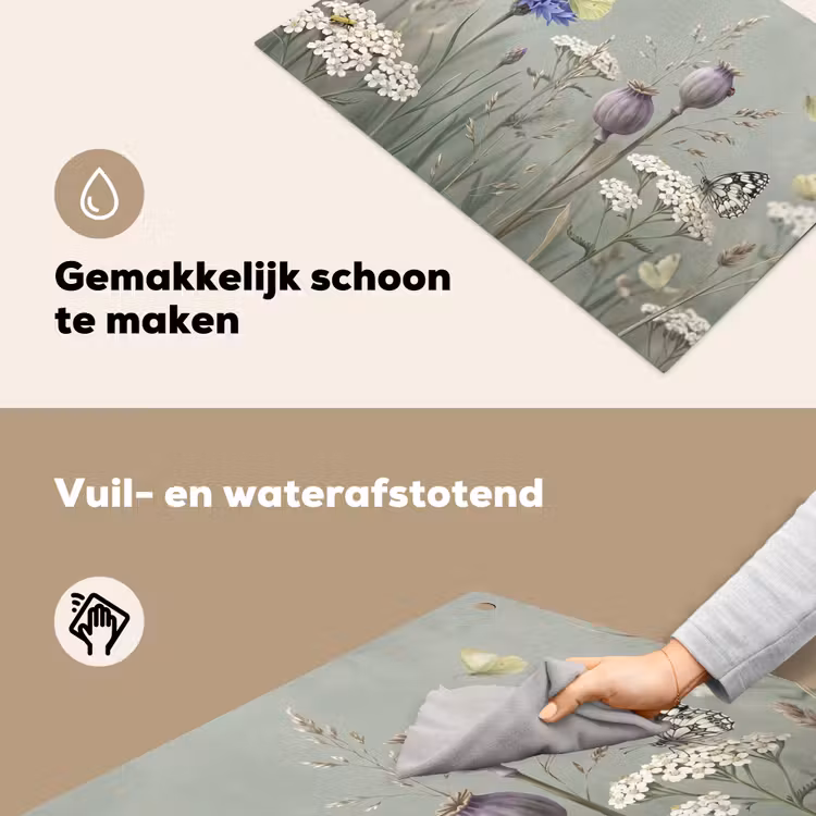Vlinders - Wildbloemen - Illustratie - Kleurrijk Inductie beschemer met haakjes klein -ky-schoon-nl