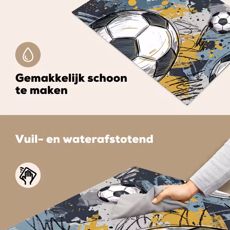 Voetbal - Abstract - Sport - Kleurrijk Inductie beschemer met haakjes klein -ky-schoon-nl