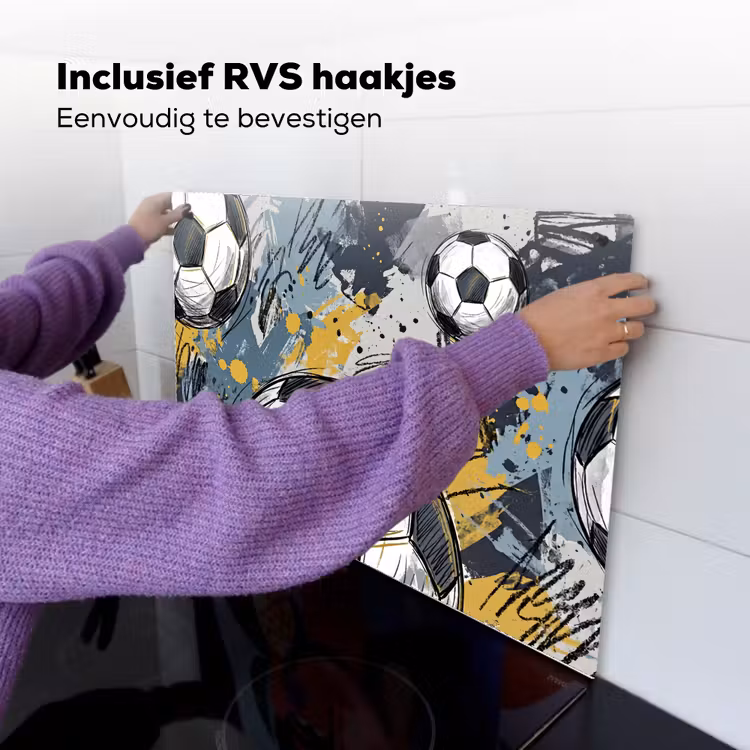 Voetbal - Abstract - Sport - Kleurrijk Inductie beschemer met haakjes klein -ky-ophangen-nl