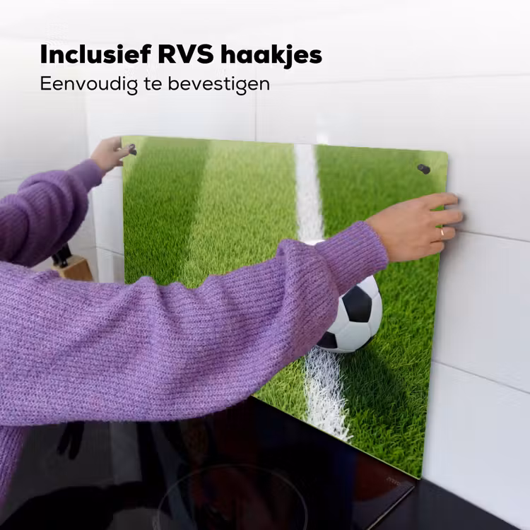 Voetbal - Grasveld - Sport - Groen Inductie beschemer met haakjes klein -ky-ophangen-nl