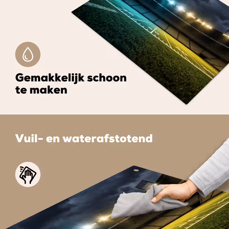 Voetbal - Stadion - Nacht - Modern Inductie beschemer met haakjes klein -ky-schoon-nl