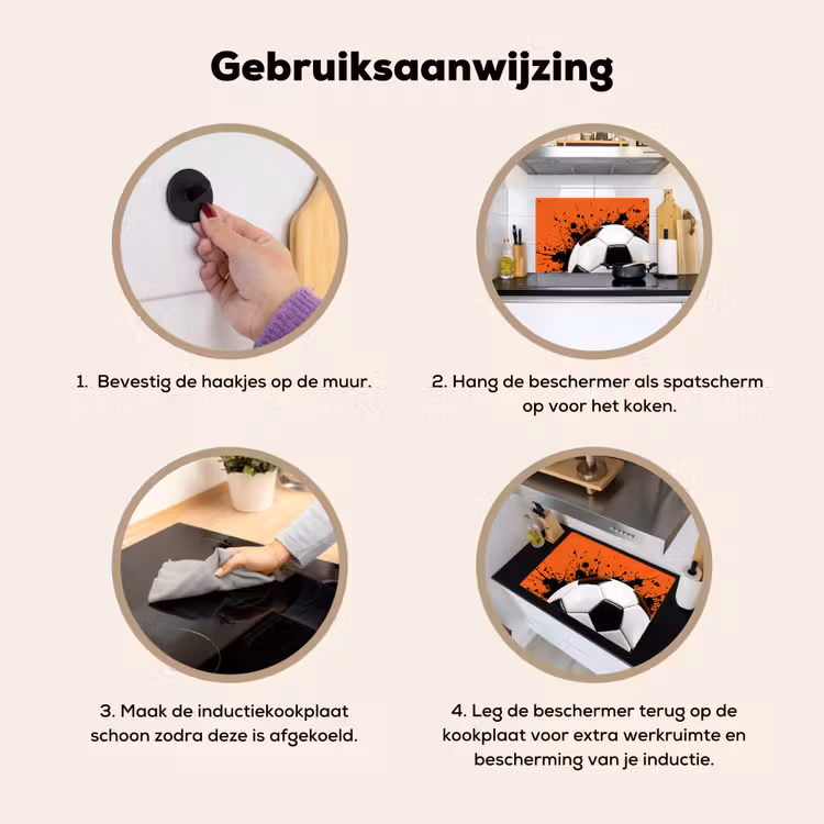 Voetbal - Verf - Sport - Oranje Inductie beschemer met haakjes klein -ky-gebruik-nl