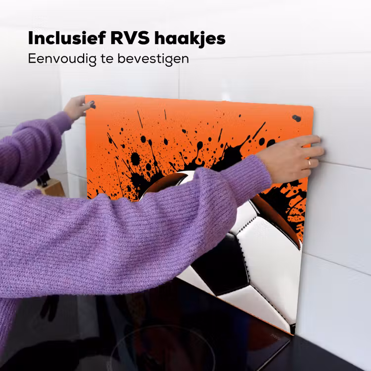 Voetbal - Verf - Sport - Oranje Inductie beschemer met haakjes klein -ky-ophangen-nl