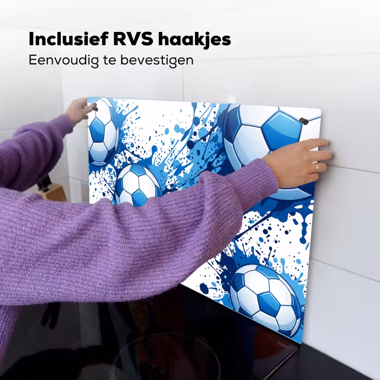 Voetballen - Verf - Sport - Blauw Inductie beschemer met haakjes klein -ky-ophangen-nl