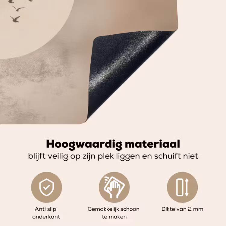 Vogel - Beige - Japandi Inductie beschemer met haakjes klein -ky-onderkant-nl