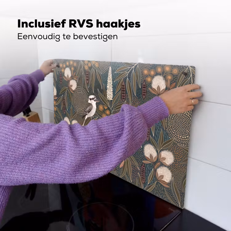Vogel - Bladeren - Natuur - Illustratie - Groen Inductie beschemer met haakjes klein -ky-ophangen-nl