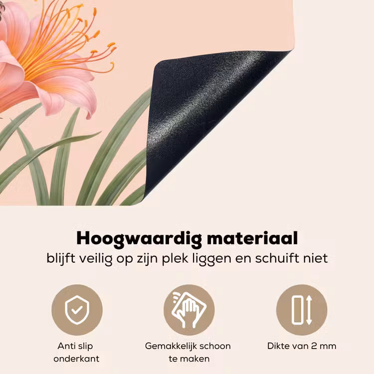 Vogel - Bloem - Natuur - Roze Inductie beschemer met haakjes klein -ky-onderkant-nl