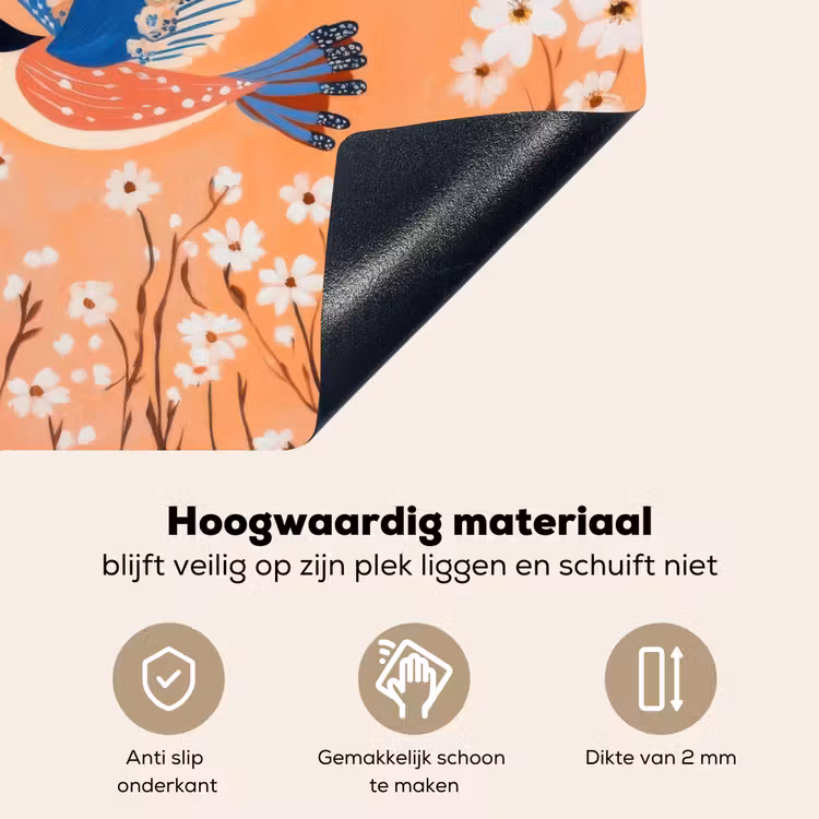 Vogel - Bloesemtakken - Warm - Kleurrijk Inductie beschemer met haakjes middel -ky-onderkant-nl