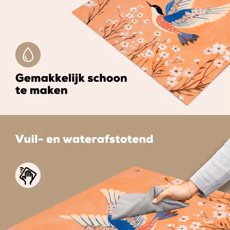 Vogel - Bloesemtakken - Warm - Kleurrijk Inductie beschemer met haakjes middel -ky-schoon-nl